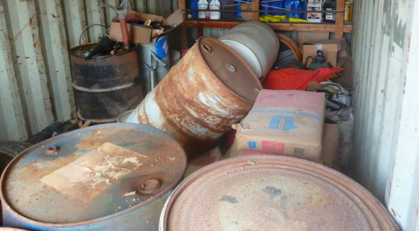 Rusty Hazardous Waste Barrels